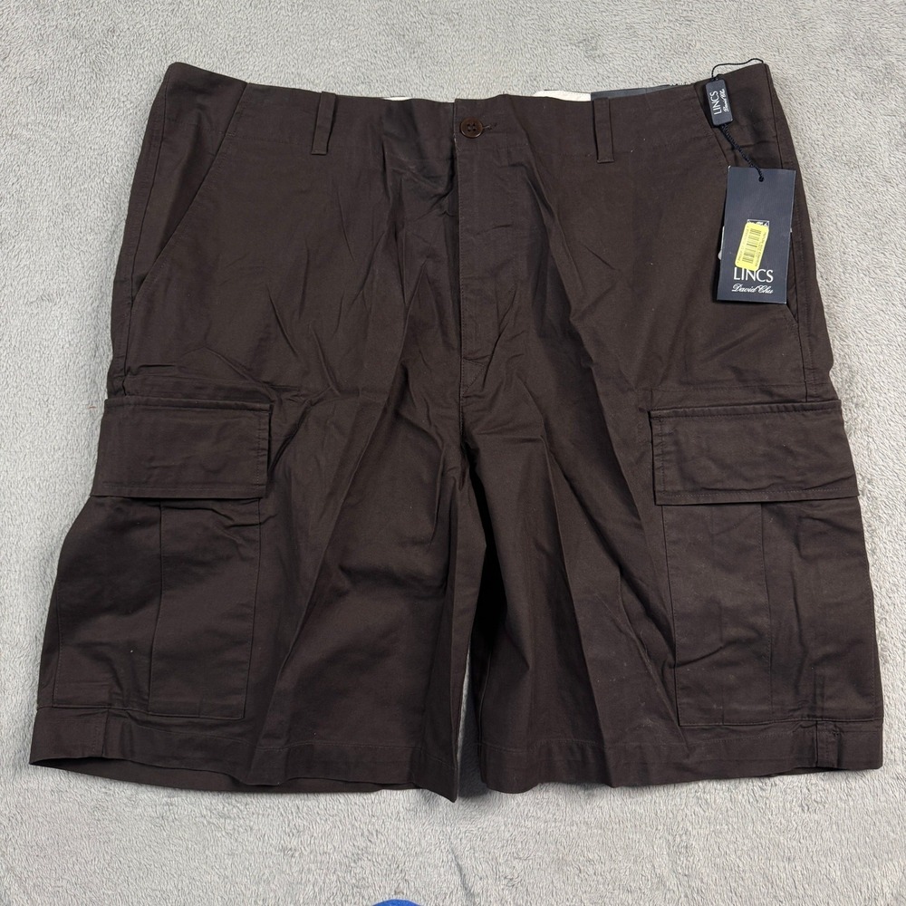 NWT Lincs David Chu Mens Cargo Shorts Brown Size W38in.Cotton Casual Utility‎